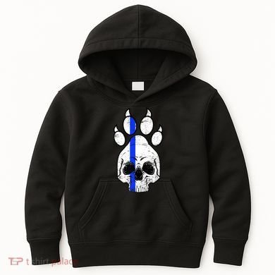 Blue Lives K9 Blue Thin Line Paw Kids Hoodie