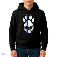 Blue Lives K9 Blue Thin Line Paw Kids Hoodie thumb 4