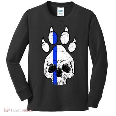 Blue Lives K9 Blue Thin Line Paw Kids Long Sleeve Shirt