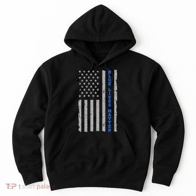Blue Lives Matter Vintage Flag Hoodie