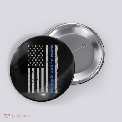 Blue Lives Matter Vintage Flag Button