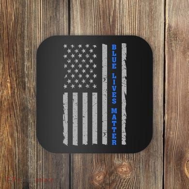 Blue Lives Matter Vintage Flag Coaster