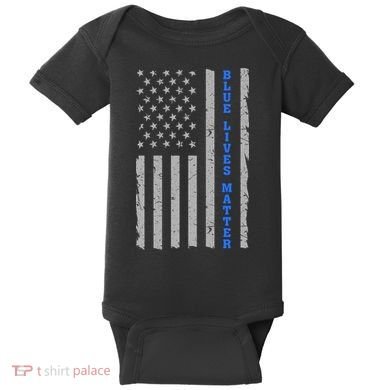 Blue Lives Matter Vintage Flag Baby Bodysuit
