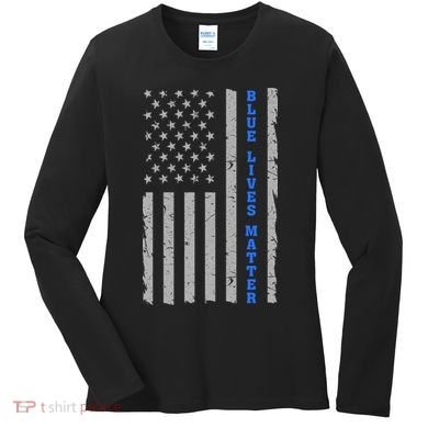Blue Lives Matter Vintage Flag Women's Long Sleeve Shirt