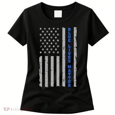 Blue Lives Matter Vintage Flag Women's T-Shirt