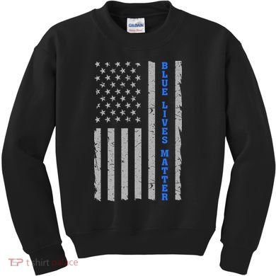 Blue Lives Matter Vintage Flag Kids Sweatshirt
