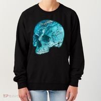 Blue Marble Patterned Skull Women's Sweatshirt thumb 0