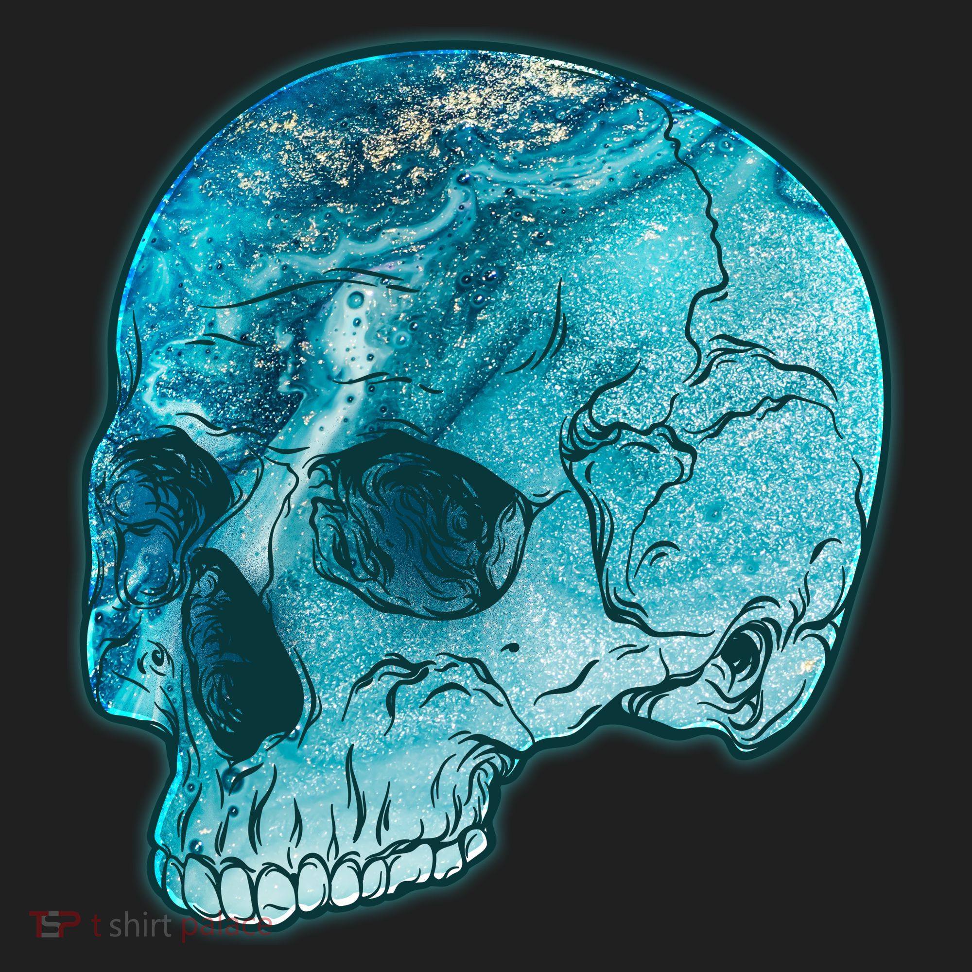 Blue Marble Patterned Skull Women's Sweatshirt