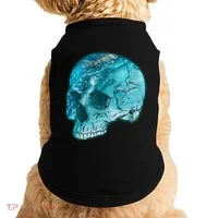 Blue Marble Patterned Skull Doggie Tank thumb 0