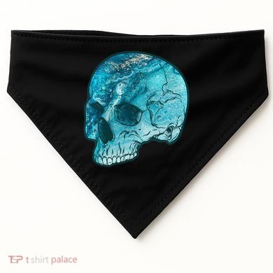 Blue Marble Patterned Skull USA-Made Doggie Bandana