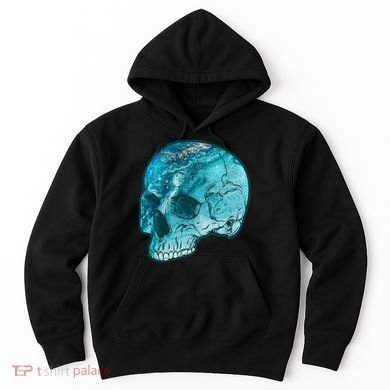 Blue Marble Patterned Skull Hoodie
