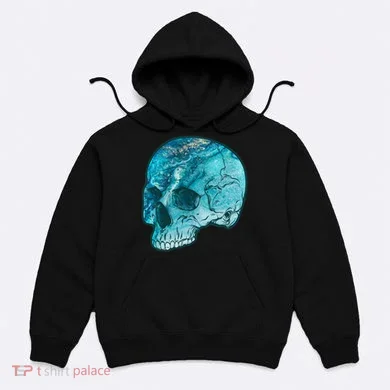 Blue Marble Patterned Skull Hoodie