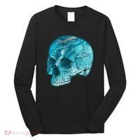 Blue Marble Patterned Skull Long Sleeve Shirt thumb 0
