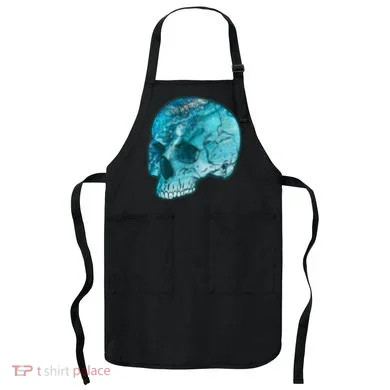 Blue Marble Patterned Skull Apron