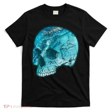 Blue Marble Patterned Skull T-Shirt