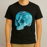 Blue Marble Patterned Skull T-Shirt thumb 3