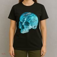 Blue Marble Patterned Skull T-Shirt thumb 4