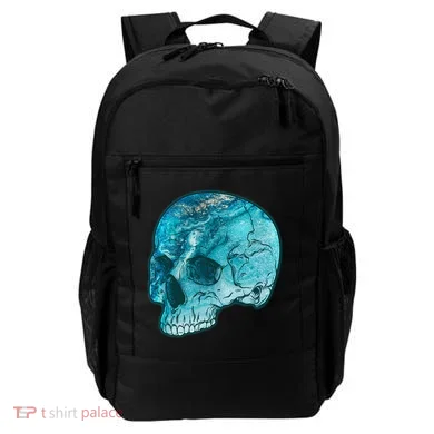 Blue Marble Patterned Skull Backpack