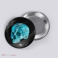 Blue Marble Patterned Skull Button thumb 0