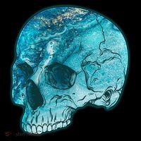 Blue Marble Patterned Skull Button thumb 1