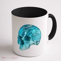 Blue Marble Patterned Skull Coffee Mug thumb 1