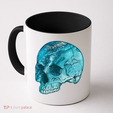 Blue Marble Patterned Skull Coffee Mug