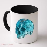 Blue Marble Patterned Skull Coffee Mug thumb 0