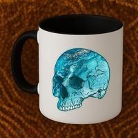 Blue Marble Patterned Skull Coffee Mug thumb 2