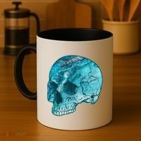 Blue Marble Patterned Skull Coffee Mug thumb 4
