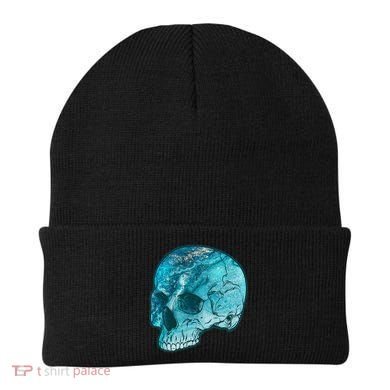 Blue Marble Patterned Skull Beanie