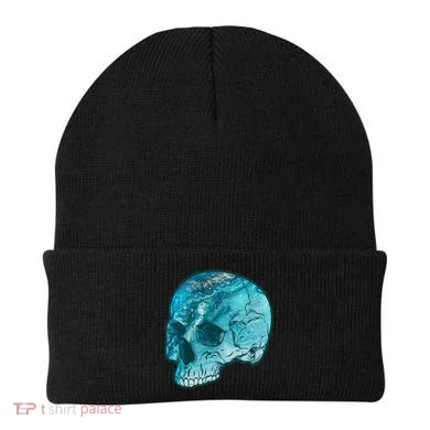 Blue Marble Patterned Skull Beanie