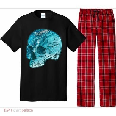 Blue Marble Patterned Skull Pajama Set
