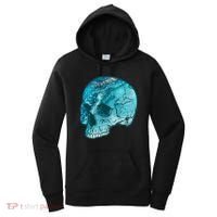 Blue Marble Patterned Skull Women's Hoodie thumb 0