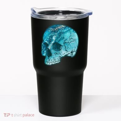 Blue Marble Patterned Skull Tumbler
