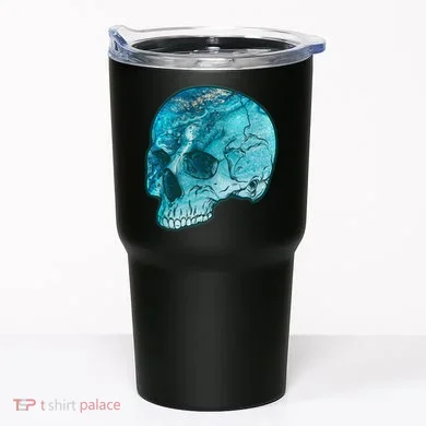 Blue Marble Patterned Skull Tumbler