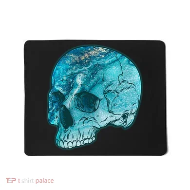 Blue Marble Patterned Skull Mousepad