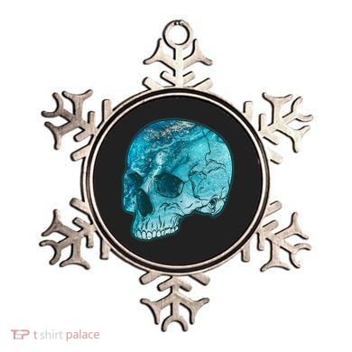 Blue Marble Patterned Skull Ornament