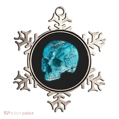 Blue Marble Patterned Skull Ornament