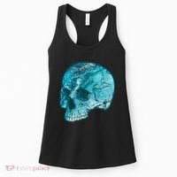 Blue Marble Patterned Skull Women's Tank Top thumb 0