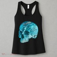 Blue Marble Patterned Skull Women's Tank Top thumb 3