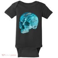 Blue Marble Patterned Skull Baby Bodysuit thumb 0