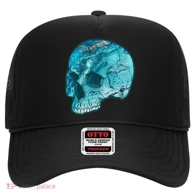 Blue Marble Patterned Skull Hat