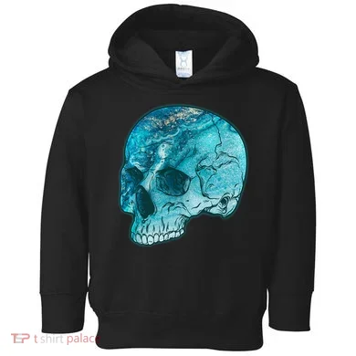 Blue Marble Patterned Skull Toddler Hoodie