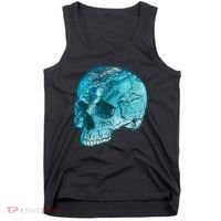 Blue Marble Patterned Skull Tank Top thumb 0