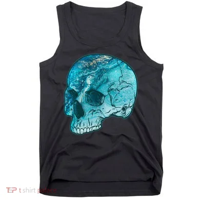 Blue Marble Patterned Skull Tank Top