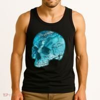 Blue Marble Patterned Skull Tank Top thumb 3