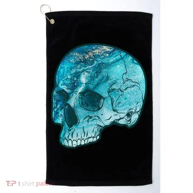 Blue Marble Patterned Skull Golf Towel