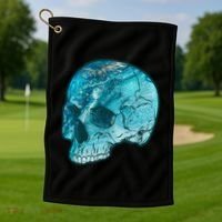 Blue Marble Patterned Skull Golf Towel thumb 1