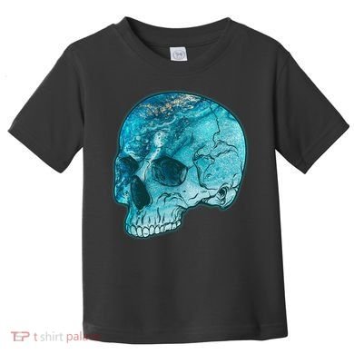 Blue Marble Patterned Skull Toddler T-Shirt