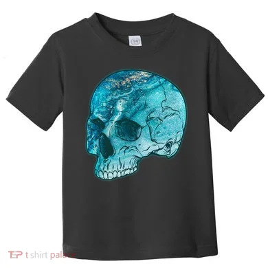 Blue Marble Patterned Skull Toddler T-Shirt